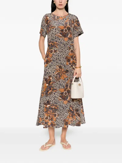 Weekend Max Mara Short Sleeve Dress In Brown