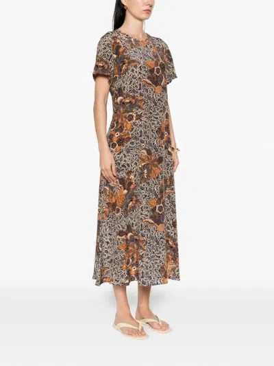 Weekend Max Mara Short Sleeve Dress In Brown