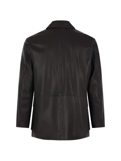 Auralee Full-grain Leather Jacket In Brown