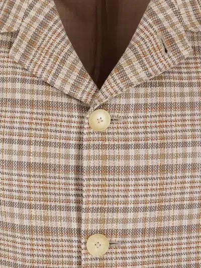 Auralee Checked Shirt Jacket In Neutral