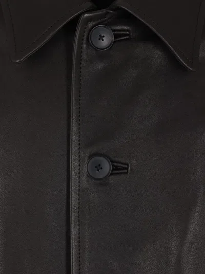 Auralee Full-grain Leather Jacket In Brown