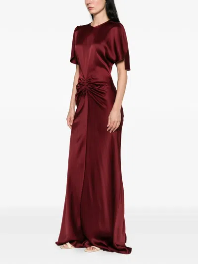 Victoria Beckham Womens Cinnabar Red Isabella Satin Gown In Burgundy