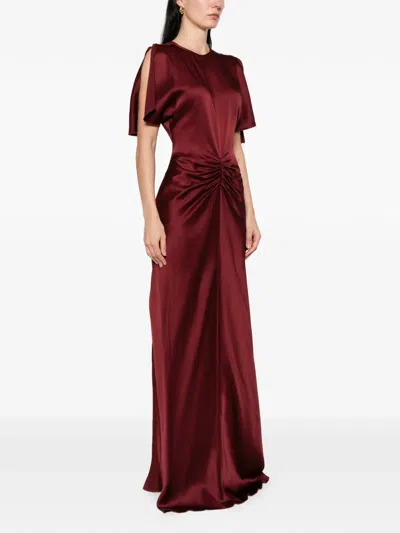 Victoria Beckham Womens Cinnabar Red Isabella Satin Gown In Burgundy