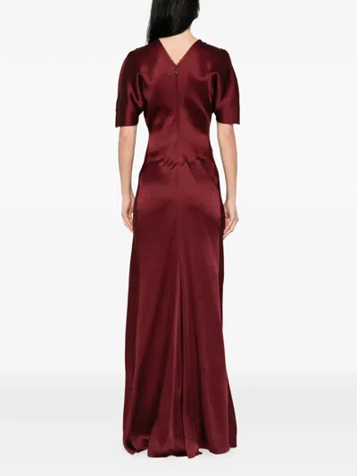 Victoria Beckham Womens Cinnabar Red Isabella Satin Gown In Burgundy