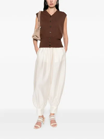 Cordera Button Down Vest In Brown