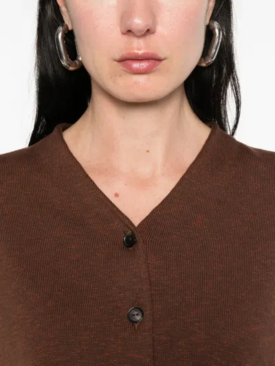 Cordera Button Down Vest In Brown