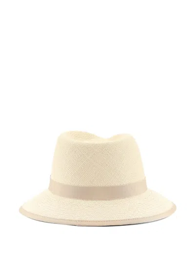 Max Mara Maxmara Mxadolmen Woven Straw Hat With Grosgrain Band In Neutral