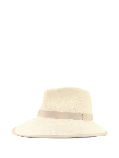Max Mara Maxmara Mxadolmen Woven Straw Hat With Grosgrain Band In Neutral