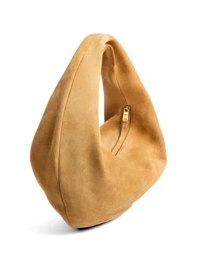 Khaite Medium Olivia Hobo Bag Wheat Suede In Brown