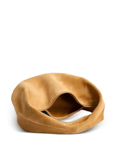 Khaite Medium Olivia Hobo Bag Wheat Suede In Brown