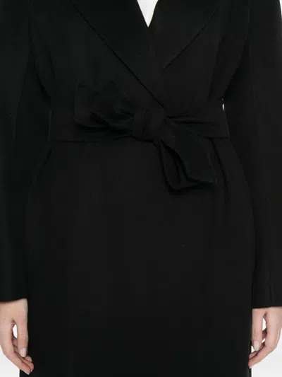 Max Mara Wraparound Belt Virgin Wool Coat In Black