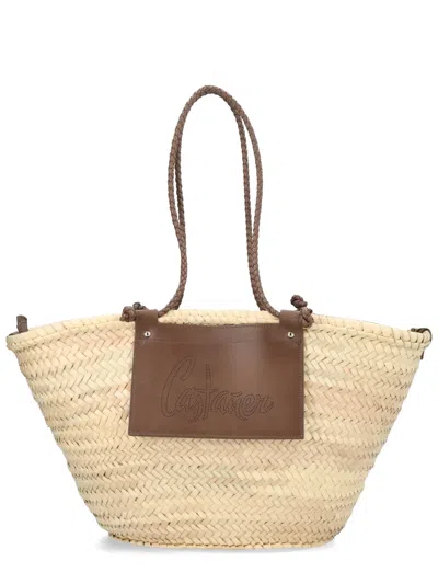 Castaã±er Shoulder Bag Campania Braided Handles Rectangular In Brown