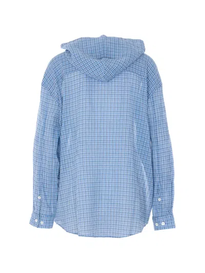 Dunst Hooded Checked-pattern Shirt In Blue