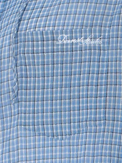 Dunst Hooded Checked-pattern Shirt In Blue