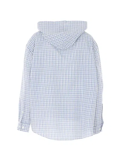 Dunst Hooded Checked-pattern Shirt In Blue
