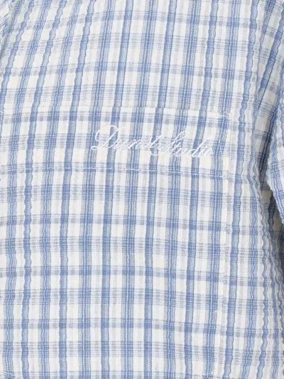 Dunst Hooded Checked-pattern Shirt In Blue