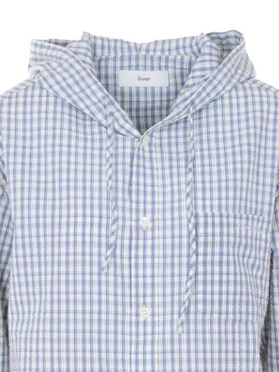 Dunst Hooded Checked-pattern Shirt In Blue