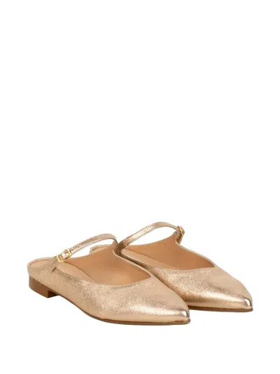 Status Pointed-toe Mules In Gold