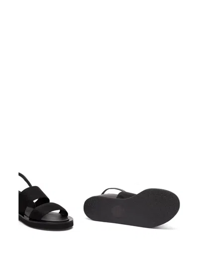 Max Mara Flat Sandals In Leather And Elasticated Webbing In Multi