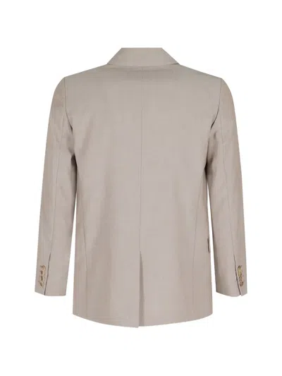 Seventy Mud Lapel Double-breasted Polyester Blazer In Neutral