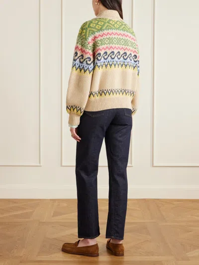 Polo Ralph Lauren Cotton Wool Blend Long Sleeve Tie Pullover Tan Multi In Neutral