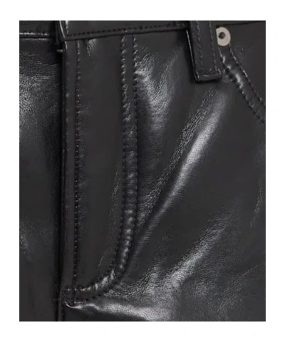 Agolde Leather Croc-embossed Arc Wide-leg Jeans In Black