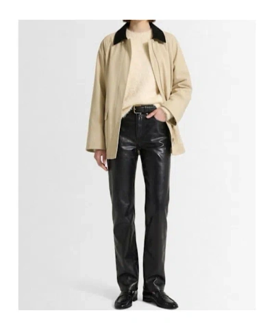 Agolde Leather Croc-embossed Arc Wide-leg Jeans In Black