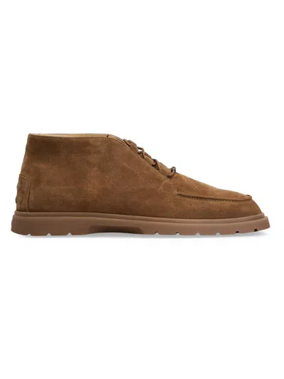 Tod's Leather Ankle Boots Suitable For Desert Terrain In Brown