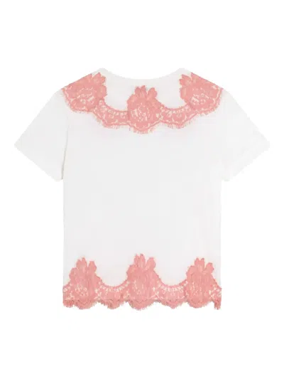 Dolce & Gabbana Jersey T-shirt With Lace And Dg Embroidery In White