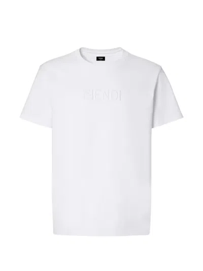 Fendi Embossed T-shirt In White