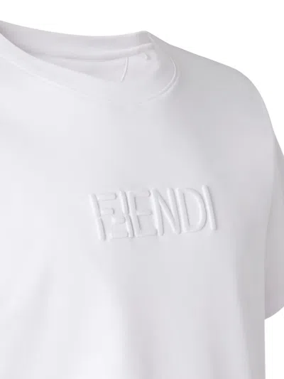 Fendi Embossed T-shirt In White