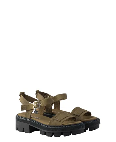 Prada Platform Sandals Ankle Strap Canvas Upper In Green
