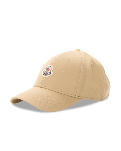 Moncler Beige Baseball Cap With Embroidered Logo In Neutral