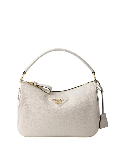 Prada Small Leather Bag In Neutral
