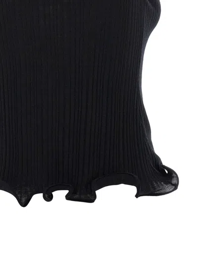 Fendi High Neck Fitted Sleeveless Top With Ruffles Clothing In Black