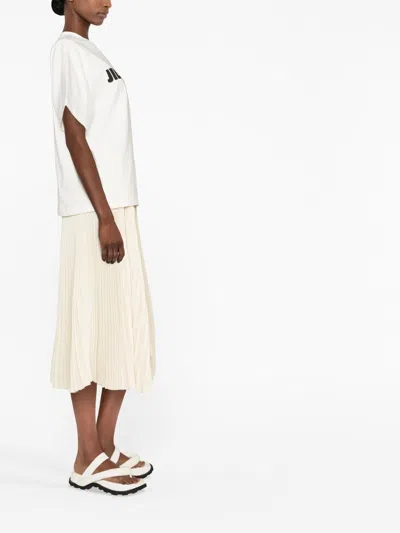 Jil Sander Crewneck Short Sleeves Classic Print T-shirt Clothing In White