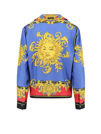 Versace Barocco Print Silk Twill Bowling Shirt In Multi