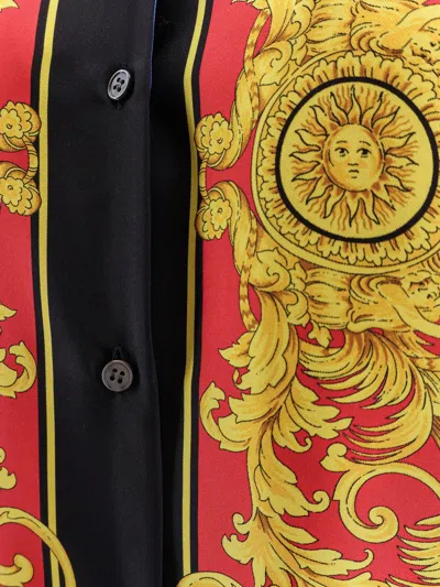 Versace Barocco Print Silk Twill Bowling Shirt In Multi