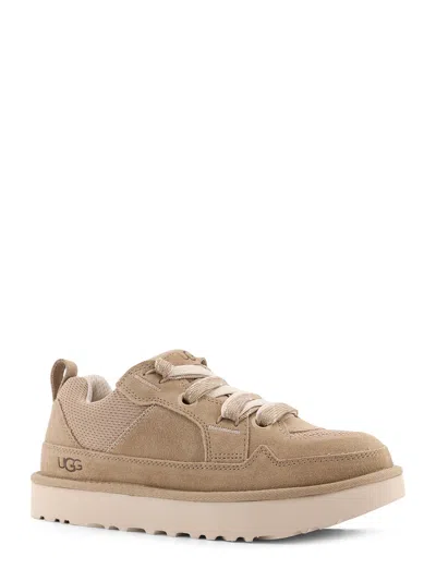 Ugg Lo Lowmel Beige Sneakers With Mesh Inserts And Logo On The Side In Suede Man In Multi
