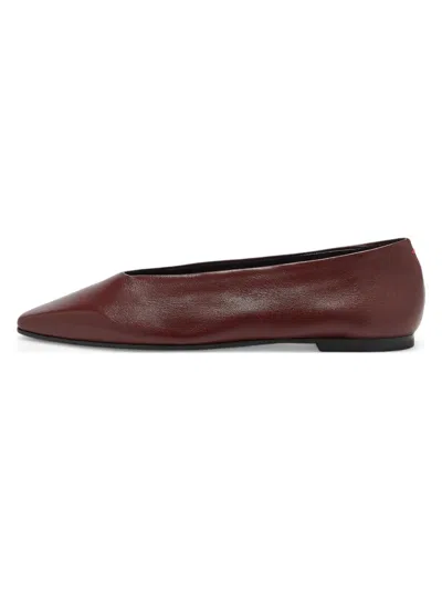 Aeyde Womens Wine Betty Pointed-toe Leather Ballet Flats