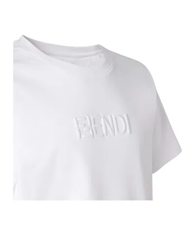 Fendi Embossed T-shirt In White