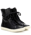 RICK OWENS Leather high-top sneakers