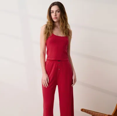 Lunya Pointelle Scoop Neck Tank In Red