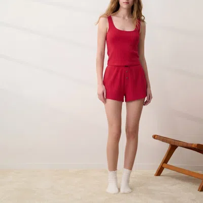 Lunya Pointelle High Rise Short In Camellia Red