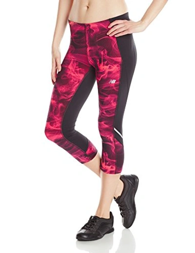 New Balance Women's Accelerate Printed Capri Pant In Bright Cherry
