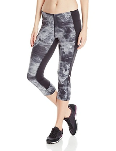 New Balance Women's Accelerate Printed Capri Pant In Black/grey