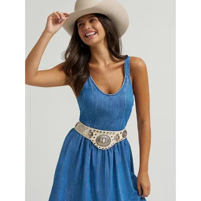 Wrangler Women's Princess Waist Denim Tank Dress In Mid Denim In Blue