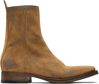Acne Studios Distressed Suede Ankle Boots In Brown