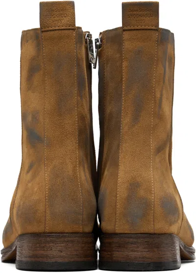 Acne Studios Distressed Suede Ankle Boots In Brown
