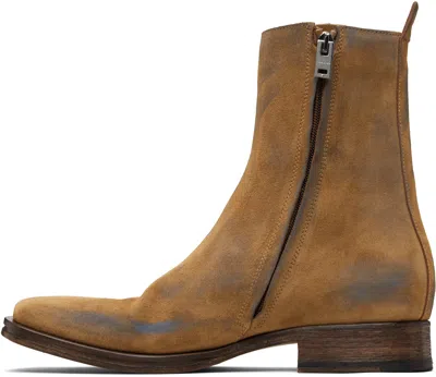 Acne Studios Distressed Suede Ankle Boots In Brown